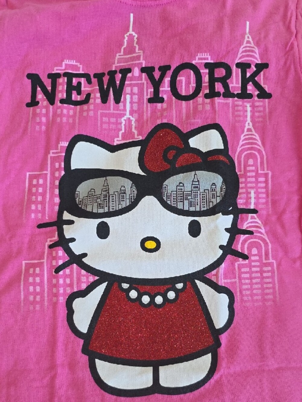 Hello Kitty Pink New York Glitter Graphic Tee For Girls, NWT, Sizes XS, M, or L. - Picture 10 of 13